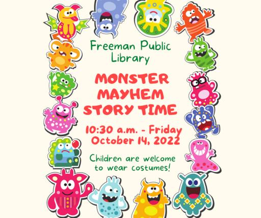 Monster Mayhem Storytime at Freeman Library