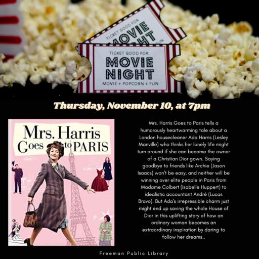 November 10 Movie Night Mrs. Harris Goes to Paris